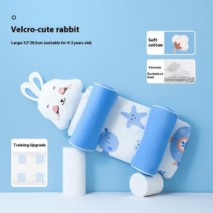 Velcro cute rabbit training pad with cartoon design on a blue background