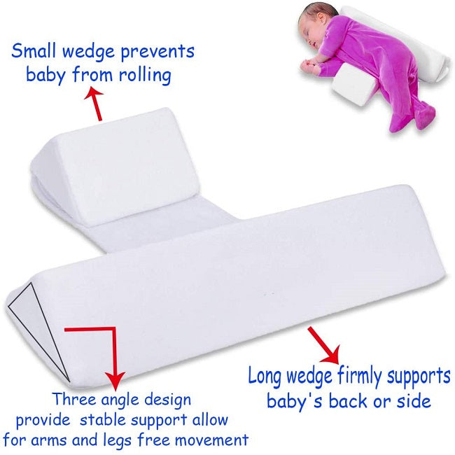Anti-Roll Newborn Baby Side Sleeper Pillow Wedge with Removeable Cover