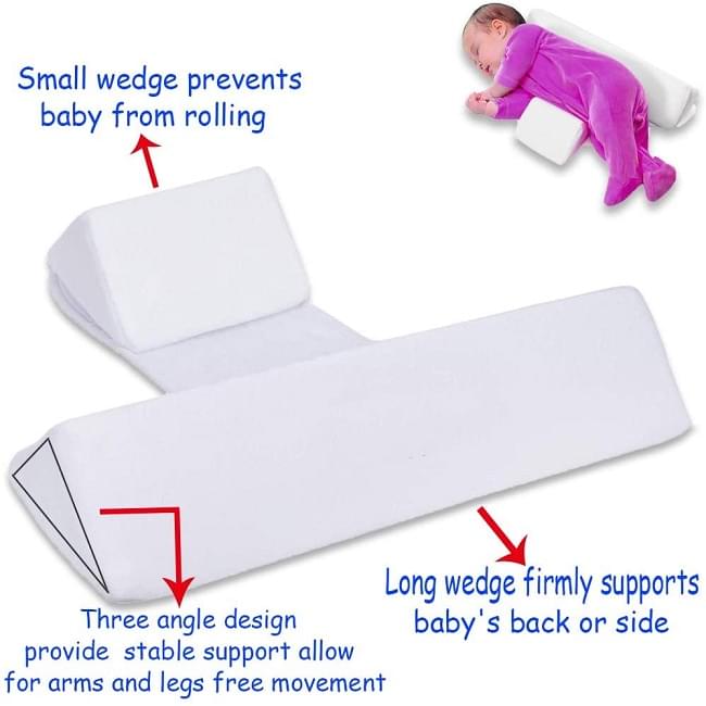Newborn Baby Side Support Pillow Wedge with Removable Cover