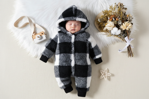 SnuggleCharm™ Premium Plaid Fleece Romper