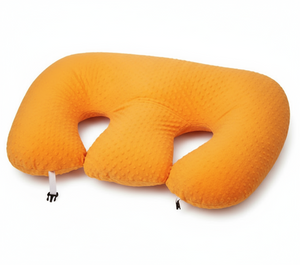 Beige travel neck pillow on a white background