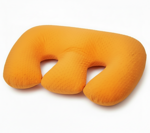 Orange travel neck pillow on a white background