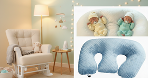 Baby U-shaped pillow with two babies on a white background