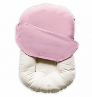 Pink baby seat cover on a white background