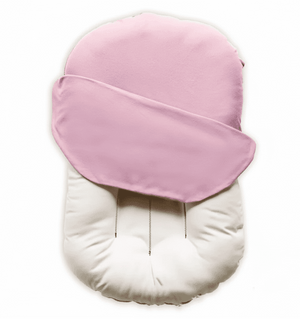 Pink baby seat cover on a white background