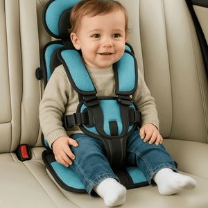 Child in a blue car seat