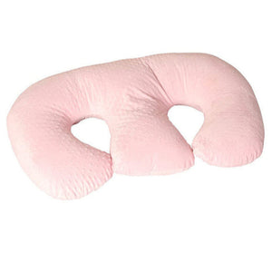Pink U-shaped pillow on a white background