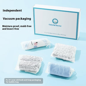 Colorful Doctor packaging with baby products on a light blue background