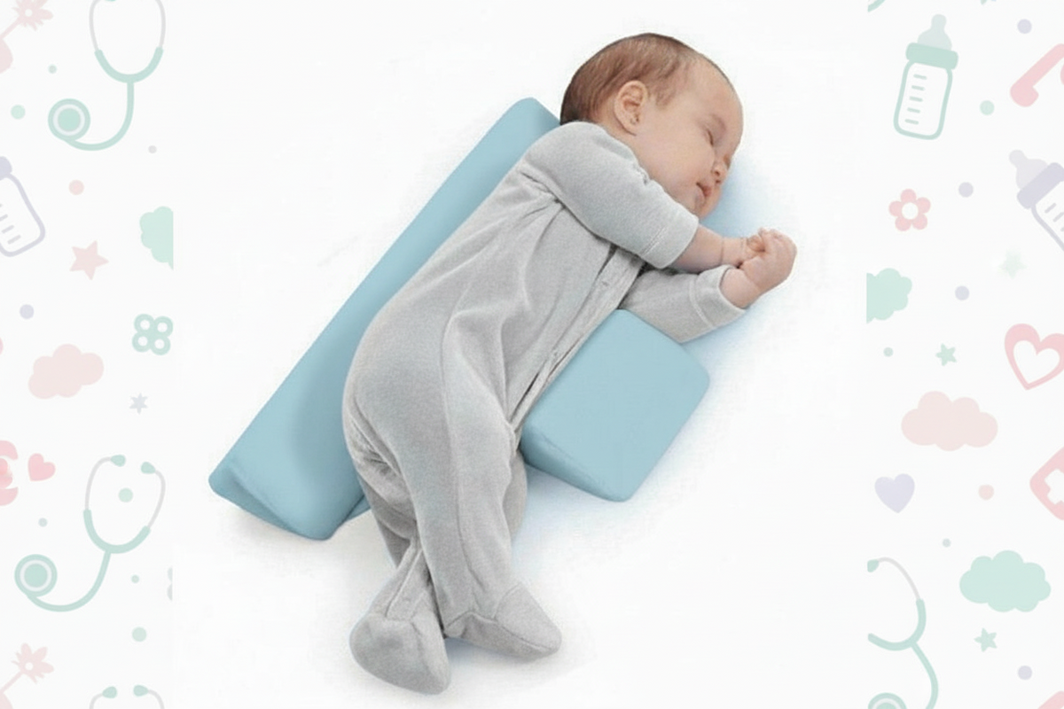 Anti-Roll Newborn Baby Side Sleeper Pillow Wedge with Removeable Cover
