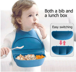 Waterproof Multifunctional Baby Bib - Doubles as a Food Plate.