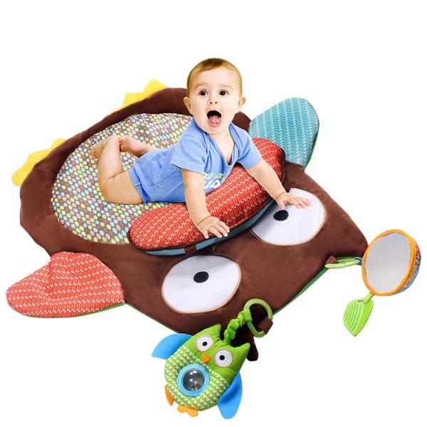 Tummy Time Baby Play Mat with Teether Rattles & Support Pillow