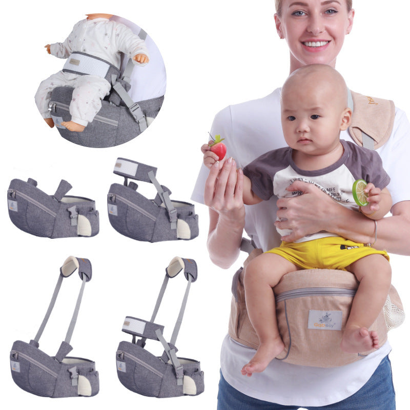 Baby carrier with multiple views and a woman holding a baby