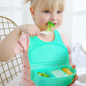 Waterproof Multifunctional Baby Bib - Doubles as a Food Plate.