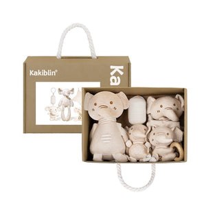 Set of elephant-shaped toys in a box with Kakiblin branding on a white background