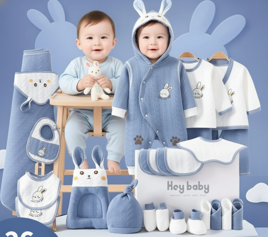 26-Piece Premium Cotton Newborn Baby Gift Set