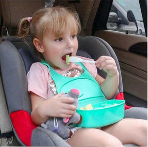 Waterproof Multifunctional Baby Bib - Doubles as a Food Plate.