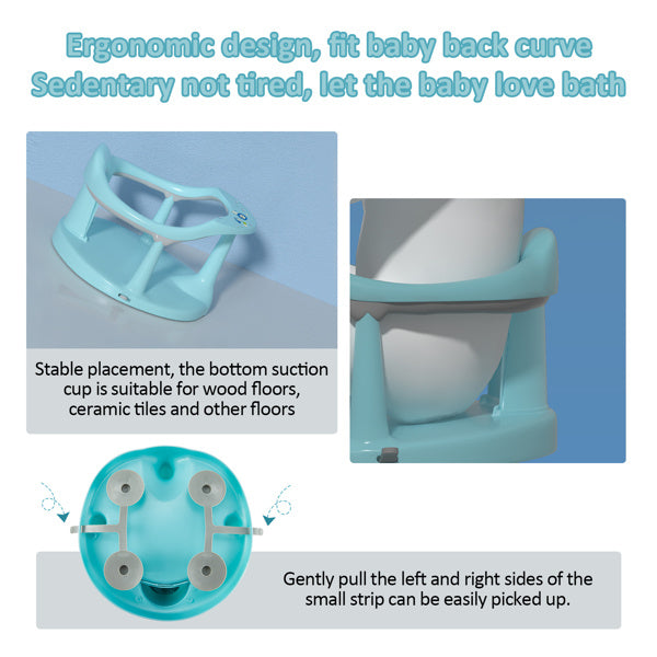 Baby bath support with suction cup on a blue background