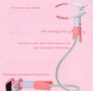 Pink and gray bottle opener with features highlighted on a pink background