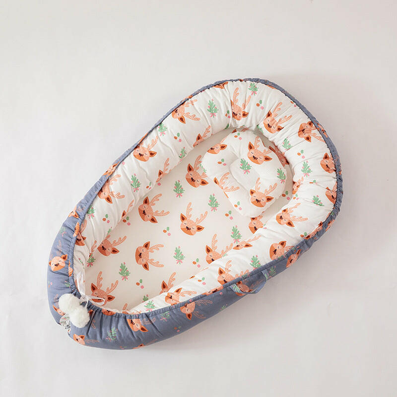 Portable Baby Lounger Nest with Head Pillow.