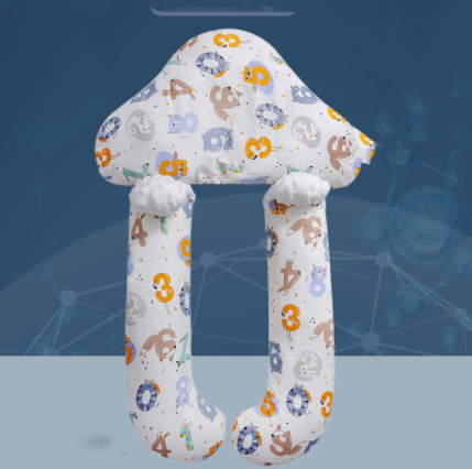 Baby safety gate with cartoon animal design on a blue background