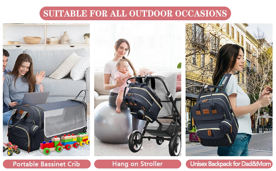 NestVoyage™ 3-in-1 Diaper Bag & Travel Bassinet