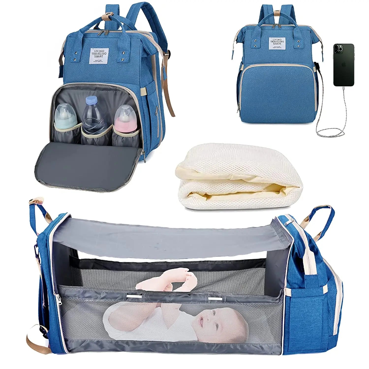 summer infant travel bed and diaper changer NestVoyage 3‐in‐1 Diaper Bag & Portable Changing Station TYPE 3 Blue