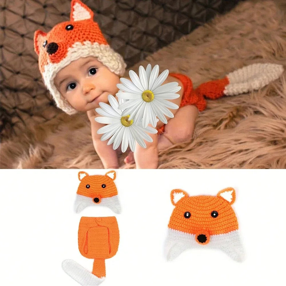 FoxySnuggle™ Crochet Baby Set – Perfect for Newborn Photos