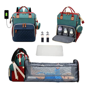 Large Waterproof Diaper Bag Backpack with Portable Changing Station & USB Charging Port