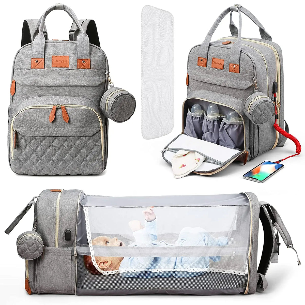 NestVoyage™ 3‑in‑1 Diaper Bag & Portable Changing Station