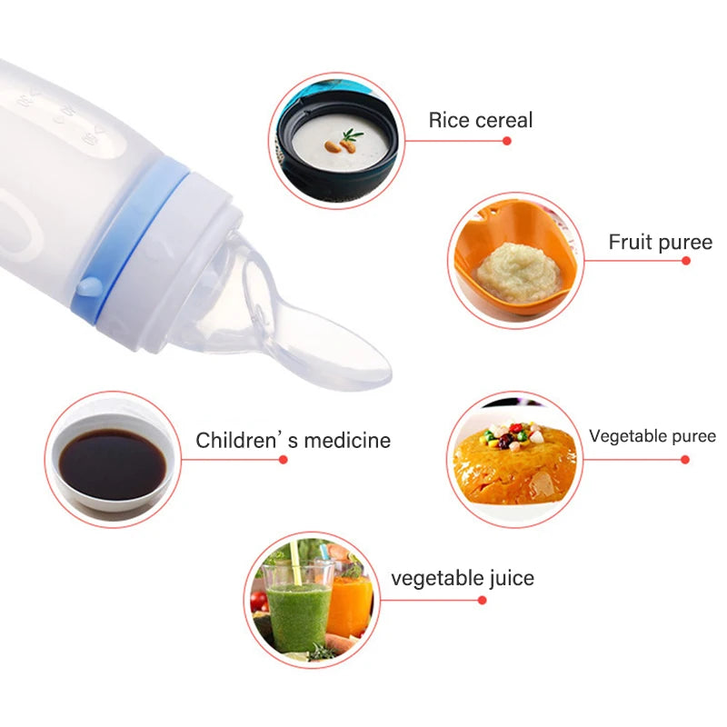 Easy Squeeze Silicone Baby Feeding Bottle.