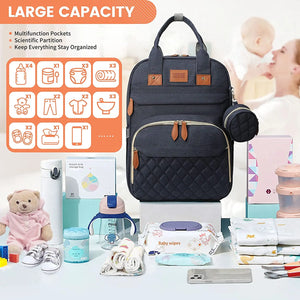 Large Waterproof Diaper Bag Backpack with Portable Changing Station & USB Charging Port