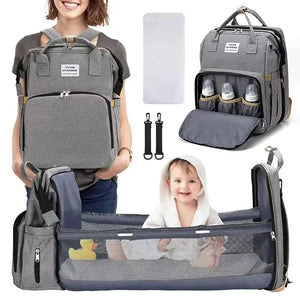 Large Capacity Multifunctional Foldable Diaper Bag with Changing Station.