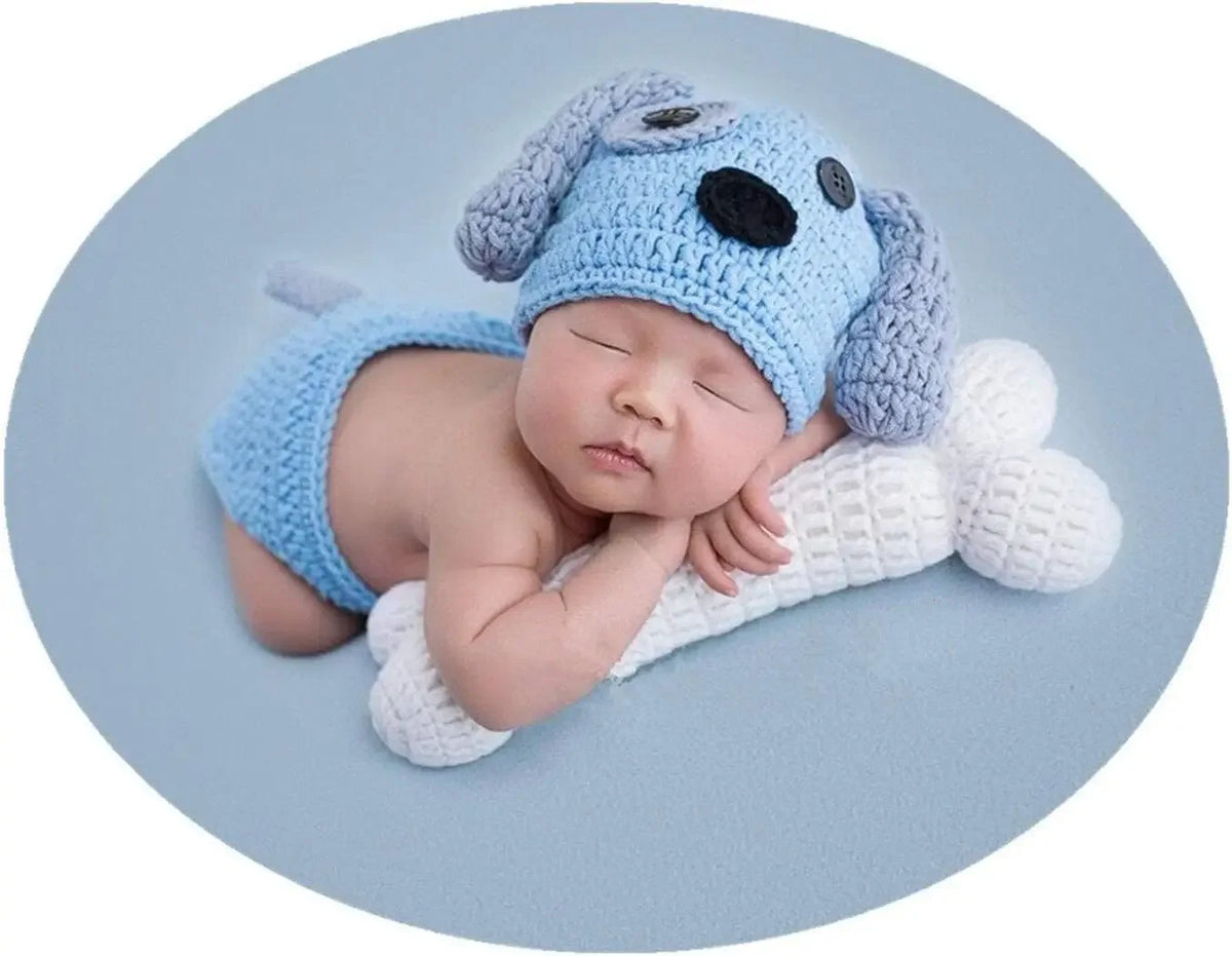CuddleBuddy™ Baby Puppy Crochet Hat & Outfit