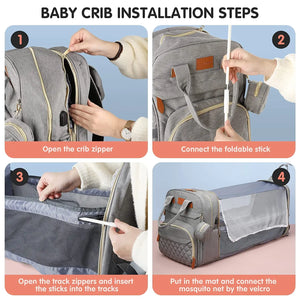 Large Waterproof Diaper Bag Backpack with Portable Changing Station & USB Charging Port