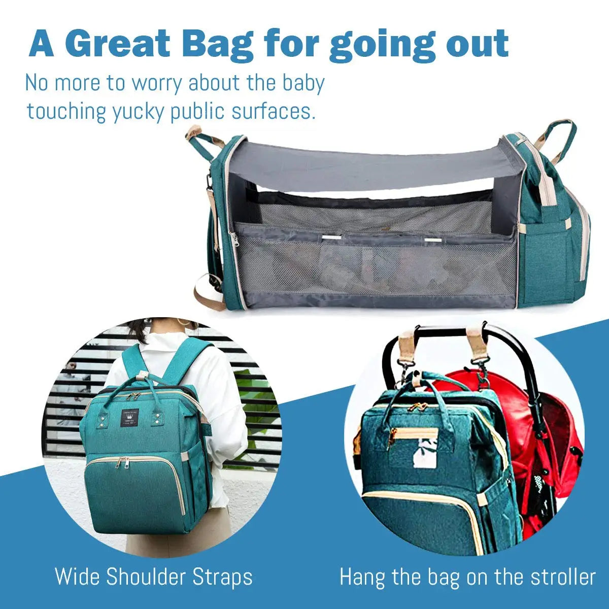 NestVoyage™ 3-in-1 Diaper Bag & Travel Bassinet