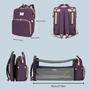 Large Capacity Multifunctional Foldable Diaper Bag with Changing Station.