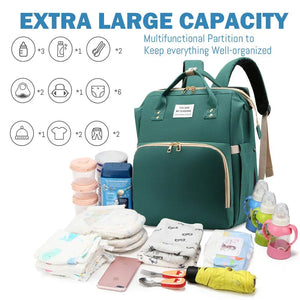 Large Waterproof Diaper Bag Backpack with Portable Changing Station & USB Charging Port