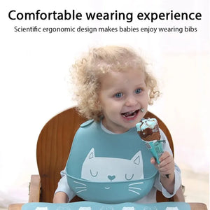 Soft Silicone Cat Waterproof Baby Bibs.