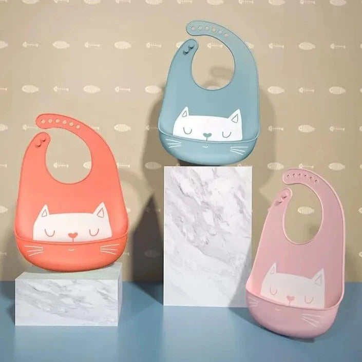 Soft Silicone Cat Waterproof Baby Bibs.