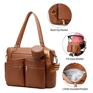 Premium Extra Large Vegan Leather Diaper Bag Tote Backpack