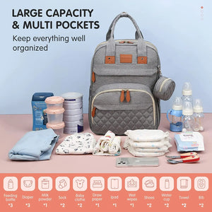 Large Waterproof Diaper Bag Backpack with Portable Changing Station & USB Charging Port