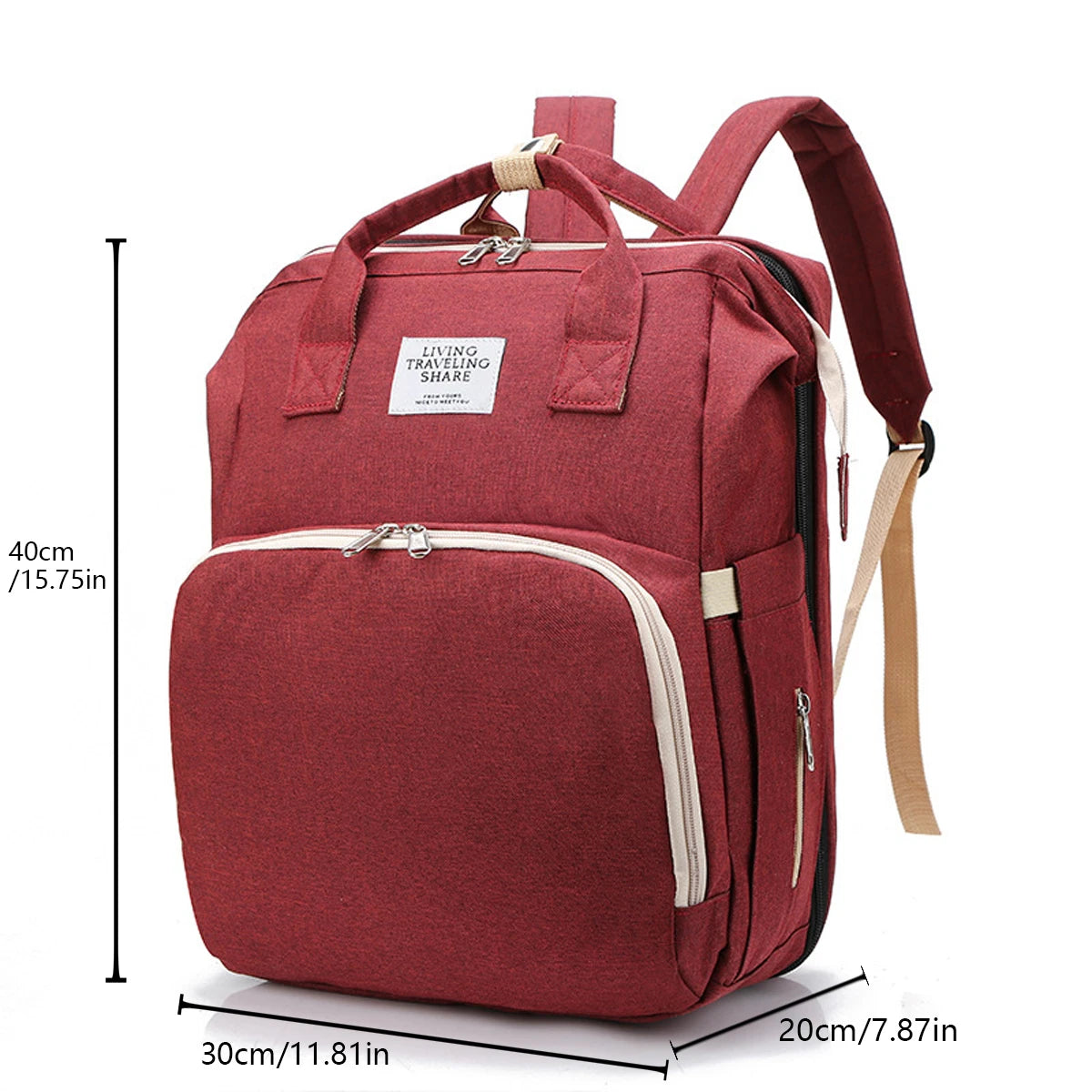 Large Capacity Multifunctional Foldable Diaper Bag with Changing Station.