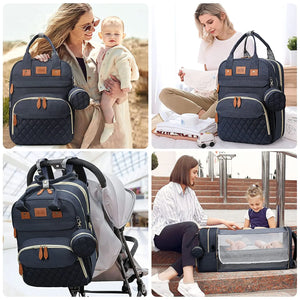 Large Waterproof Diaper Bag Backpack with Portable Changing Station & USB Charging Port