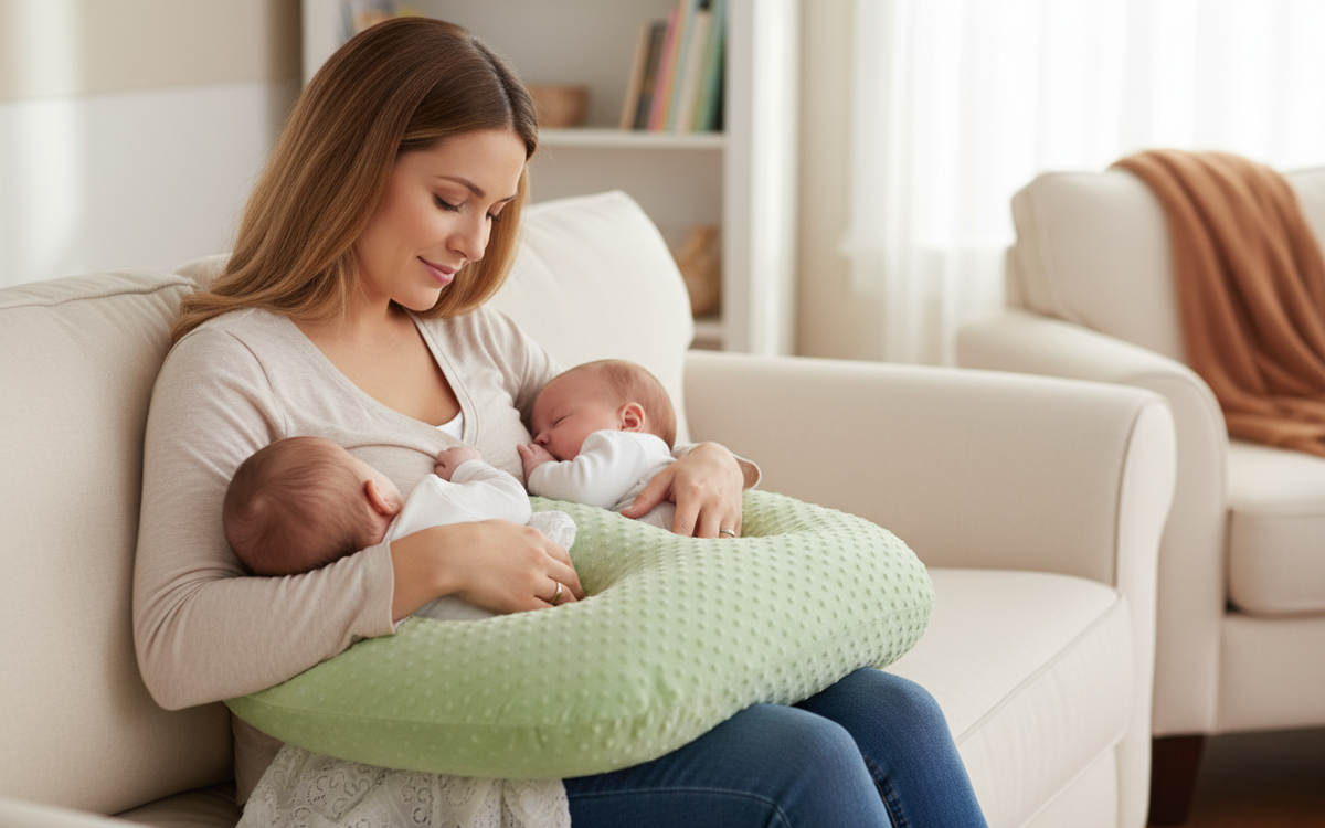 Green travel neck pillow on a white background