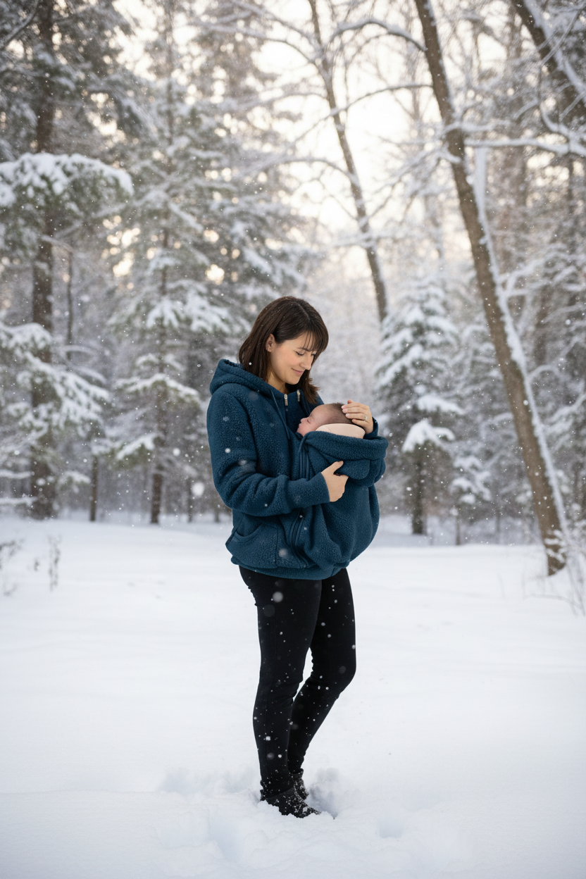 CuddleNest™ Cozy Babywearing Hoodie for Moms & Babies