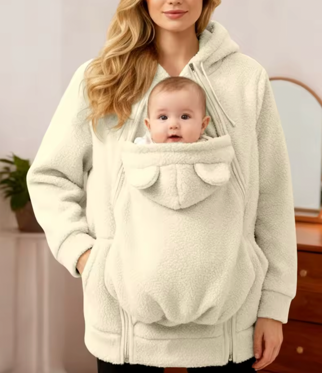 CuddleNest™ Cozy Babywearing Hoodie for Moms & Babies