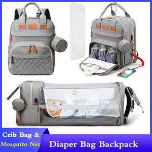 Large Waterproof Diaper Bag Backpack with Portable Changing Station & USB Charging Port