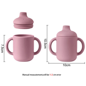 Versatile Silicone Baby Cup with Handle and Cover.