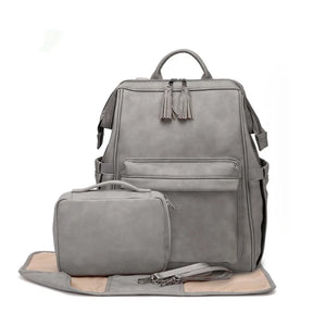 Vegan Leather Large Capacity Diaper Bag Backpack