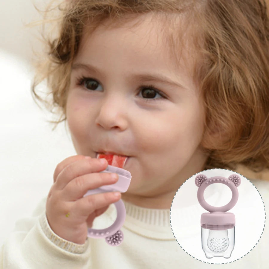 Silicone Baby Fruit Feeder & Teether with Cover - Fresh Food Pacifier for Newborns.